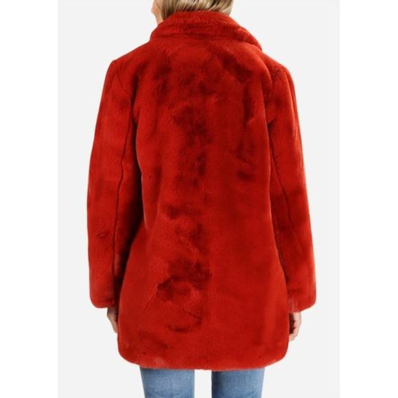 NWT Apparis Sophie Faux Fur Red Coat Medium Revolve - Picture 2 of 9